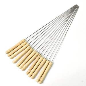 Brochetas de Acero Inoxidable con Mango de Madera para Barbacoa, Fácil Agarre, Protección Contra el Calor, para Asar Carne - Product Image 3