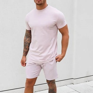 Ensemble t-shirt et short en coton uni pour homme, tenue décontractée d'été, tissu tricoté respirant, blanc - Product Image 4