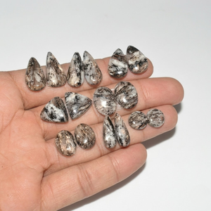 Pares de Mica Natural de Diseño |   Piedras Grises/Negras Seleccionadas a Mano |   Tamaño 15-25 mm |   100g de Plata para Fabricación de Joyería - Product Image 5