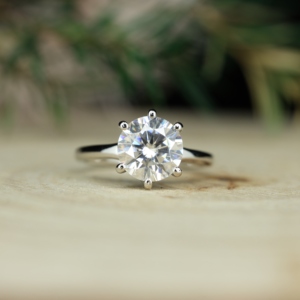 Lady's Fashion 925 Sterling Silver Gold Plated Prong Setting Moissanite 1ct 2ct Engagement Ring - Product Image 2