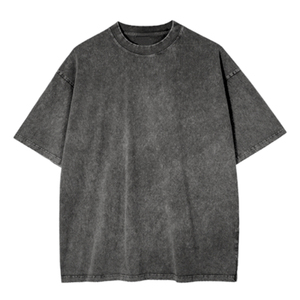 T-shirt en coton uni surdimensionné pour homme, col rond, manches courtes, style minimaliste, longueur normale, tissu jersey - Product Image 3