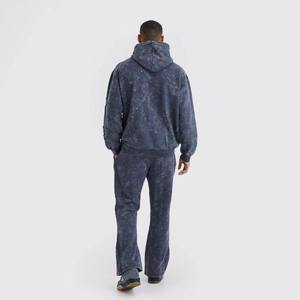 Produit Tendance : Survêtement court uni en polyester/coton délavé à l'acide, grammage lourd, avec logo brodé personnalisé - Product Image 3