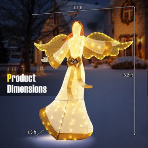 Angelo Pre-Illuminato con Ali e Aureola, 1,6 Metri, 180 Luci LED Bianco Caldo per Natale - Product Image 5