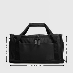 Unisex Black Polyester Waterproof Gym Duffle <b>Bag</b> Zipper Closure Shoe Compartment Adjustable Strap Customized Logo <b>20L</b> Capacity - Product Image 3