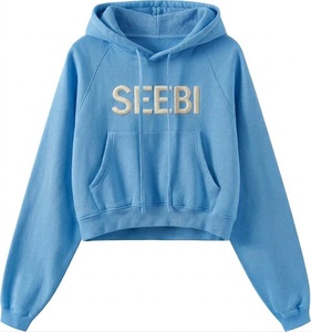 2027 Style Cropped <b>Hoodies</b> With Custom Printing Fleece Fabric <b>Hoodies</b> For Women - Product Image 2
