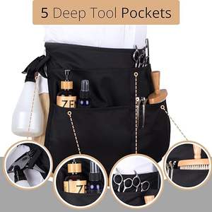 ผ้ากันเปื้อนทำงานสีดำแบบคลาสสิค ราคาประหยัด กันน้ำ ผ้าแคนวาส ไม่มีแขน ซักได้ มีกระเป๋า 5 ช่อง ป้องกันการซีดจาง มีกระเป๋าครึ่งเอว - Product Image 2