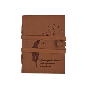 <b>A5</b> Vintage Feather Handmade Journal | Eco Friendly Wrap Closure Diary <b>Notebook</b> with Rustic Engraved Cover Diary Gift Journal <b>A5</b> - Product Image 1