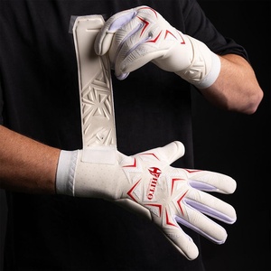 Custom Design White and Red Breathaprene Soccer Goalkeeper <b>Glove</b> with 4mm German Latex Medius Cut Flat Palm Goalkeeper <b>Gloves</b> - Product Image 3