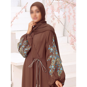 Muslim Eid Cotton+Polyester Crew Neck Plus Size Lightweight <b>Abaya</b> <b>Women</b> Dress Soft Satin Silk Latest Eid New Design - Product Image 3