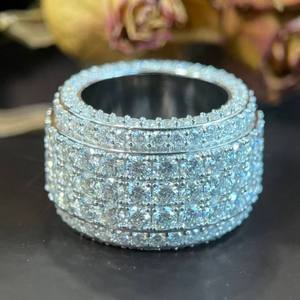 Hiphop Full Moissanite Diamond <b>Ring</b> 100% Real 925 Sterling Silver Party Wedding Band <b>Rings</b> for Women Bridal Engagement Jewelry - Product Image 2