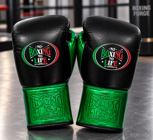 No Boxing No Life Leather Boxing Gloves <b>Lace</b>-Up Wrist Strap Breathable Customized Logo Adult Training Gear Gold White Red Green - Product Image 4