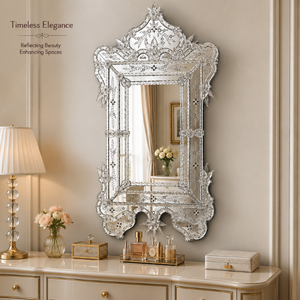 Miroir mural décoratif de style baroque vénitien de luxe |   Miroir d'appoint en verre avec cadre orné vintage pour la décoration intérieure du salon et de la chambre - Product Image 2