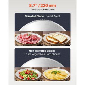 Affettatrice Elettrica per Alimenti da 8,7 Pollici, 180W, con Due Lame Premium in Acciaio Inox SUS420, Regolabile da 0 a 0,6 Pollici, Tritacarne e Affettatrice - Product Image 2