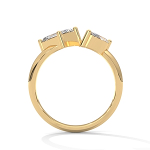 <b>Emerald</b> Cut Moissanite <b>Ring</b> Oval and Marquise Cut Three Stone Band 10K Rose Gold Finish Custom Women Jewelry - Product Image 2