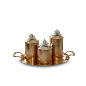 Brass Cylinder Spice <b>Canisters</b> With Airtight Metal Lids Handcrafted Vintage Kitchen Storage <b>Set</b> For Freshness Preservation - Product Image 1