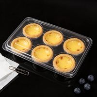 Barquettes en plastique PET jetables transparentes à 6 cavités avec couvercle à clipser pour pâtisseries, gâteaux de lune, mini-tartes, cupcakes et plats à emporter
