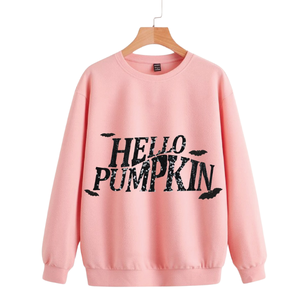 Sweat-shirts personnalisés en coton doux pour femmes, col rond, style décontracté, thème automne effrayant, avec motifs citrouilles de festival - Product Image 1