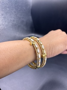 Bracelet tennis AMAIRA JEWELS en argent plaqué or avec pierres Polki et doublet vertes, bijoux tendance pour femmes, SM-971 - Product Image 4