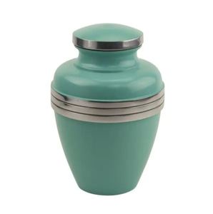 Urne funéraire en métal vert nuage pour cendres humaines, faite à la main pour les services funéraires au cimetière - Product Image 4