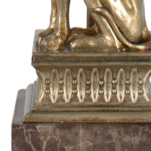 Modern Luxury Gold Greyhound Dog Sculpture <b>Table</b> Lamp Cream Fabric Shade Animal Art Deco <b>Bedside</b> Living Room Home Decor Light - Product Image 2