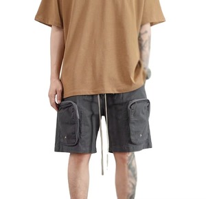 Shorts décontractés tendance streetwear en coton anti-rides, style sombre, taille mi-haute, avec grandes poches et cordon de serrage - Product Image 4