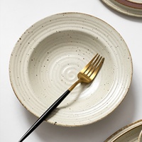Plat à soupe en porcelaine Wabi-Sabi, vaisselle de mariage, fait main, écologique, beige, vintage, compatible four, vaisselle en céramique
