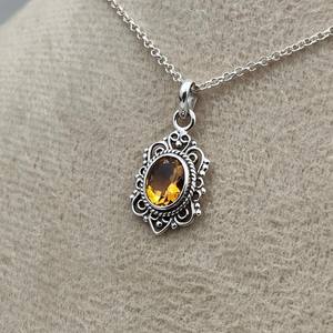 Pendentif Citrine en Argent Sterling 925, Pierre Précieuse Jaune, Pierre de Naissance de Novembre, Bijou Artisanal de Guérison, Cadeau - Product Image 5