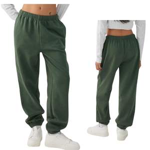 Pantalones Deportivos de Felpa para Mujer, Cintura Alta, Logotipo Personalizado, Mezcla de Algodón, Estilo Holgado, Casuales, para Gimnasio, Venta al Por Mayor, OEM - Product Image 1