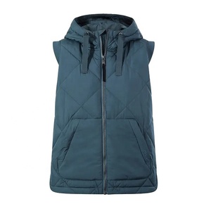 <b>Women's</b> Quilted Puffer <b>Vest</b> Hooded Zipper Front Custom Logo Canvas Warm Casual Outerwear - Product Image 5