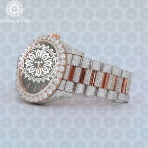 Montre de luxe Charm Jewells en acier inoxydable, boîtier de 40 mm, accents de diamants, mouvement mécanique analogique, mode masculine, hip hop, bracelet de 20 mm - Product Image 3