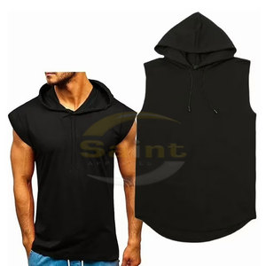 Training Private Label Manufacturer Men's Sleeveless Hooded Vest 100% Cotton Fleece Quick Dry Breathable Eco-Friendly Spring - Product Image 6