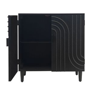Moderno Gabinete de Almacenamiento de Madera Negra de 30 Pulgadas con Puerta Decorativa, Aparador para Sala de Estar, Dormitorio o Entrada - Product Image 6