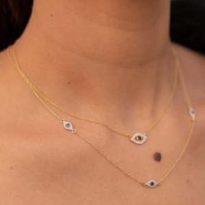 Collar de Cadena con Colgante de Ojo Turco de Zafiro Azul de 14K - Product Image 5