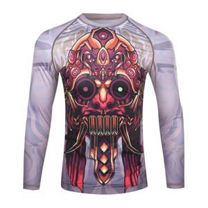 Unisex Full Long Sleeve BJJ MMA Rash Guard Custom Sublimation Sports Fitness <b>Base</b> <b>Layer</b> Shirts OEM <b>Men's</b> Sublimated rashguards - Product Image 5