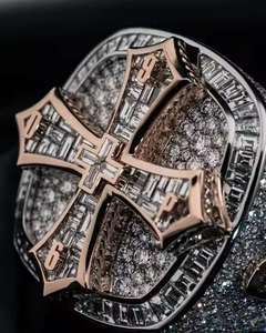 Anillo Cruzado de Lujo con Moissanita, Plata 925, Sin Níquel, Sin Plomo, Joyería Hip Hop, Estilo Clásico Unisex - Product Image 3