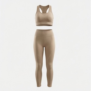 Womens Two Piece Sport <b>Bra</b> Leggings Yoga Set Breathable Gym Workout Clothing Elastic Waist <b>Closure</b> Suit Customized Color - Product Image 1