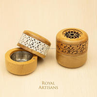 ROYAL ARTISANS Fait à la Main Pin Acacia Bois Durable Bakhoor Brûleur Mubkhar Aromatique Porte-encens pour Bureau à Domicile Ramadan Spécial