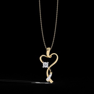 Collier pendentif cœur romantique avec pierre de moissanite ronde en argent 925 plaqué or, chaîne à maillons unisexe, bijoux de mariage et de fête - Product Image 4