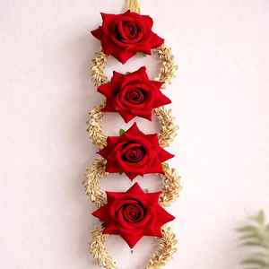 Paranda de Moda con Flores de Rosa para Mujer, Accesorios para el Cabello con Cuentas, Paranda Tradicional India/Punjabi/Jaago Parandi - Product Image 2