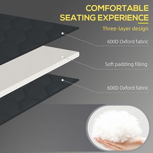 Sedia a Sdraio Reclinabile a 5 Livelli per Esterni, Nera, Pieghevole, con Seduta Imbottita e Tasca Laterale - Product Image 6