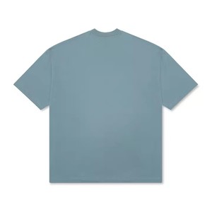 เสื้อยืดผู้ชายทรงโอเวอร์ไซส์สีฟ้าคุณภาพสูง คลาสสิก สไตล์ลำลองสำหรับฤดูร้อน ผ้าหนา ทรงบ็อกซี่ ไหล่ตก แขนสั้น ไม่มีลาย - Product Image 4