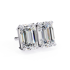 Pendientes de Plata 925 con Moissanita Corte Esmeralda de 7.5x5 mm, 2.3 CTW, Engaste Clásico Tipo Cesta, Joyería Fina Elegante - Product Image 2