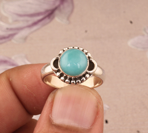 แหวนลาริมาร์ทรงกลมธรรมชาติ เงินแท้ 925 ทำมือ พลอยสีฟ้า งานฝีมือ ขายส่ง แหวนพลอยลาริมาร์สำหรับผู้หญิง - Product Image 3