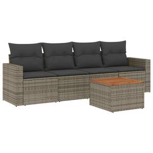 Conjunto de Sofá de Jardín Gris y Marrón de 4 Plazas, Muebles de Ratán para Exteriores con Almacenamiento, Diseño Contemporáneo - Product Image 2