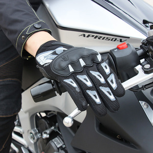 Gants de course à doigts entiers noirs avec panneaux vert néon, en PU respirant, pour motocross et cyclisme, fermeture auto-agrippante unisexe - Product Image 5