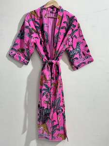 Bata Kimono de Terciopelo con Estampado de Animales de la Selva para Mujer, Larga, de Manga Larga, Cuello en V, Informal, de Invierno, de Lujo, Lavable a Máquina - Product Image 3