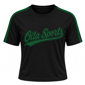 Maillot de cheerleading personnalisé noir et vert à manches courtes – Tenue de sport d'équipe, chemise athlétique pour compétition et entraînement, haut de cheerleading - Product Image 1