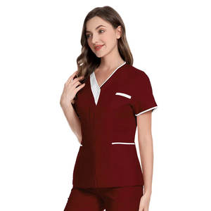Uniformes chirurgicaux d'hôpital, uniformes de médecin et d'infirmière à manches courtes, vêtements de travail en coton à col en V pour techniciens - Product Image 5