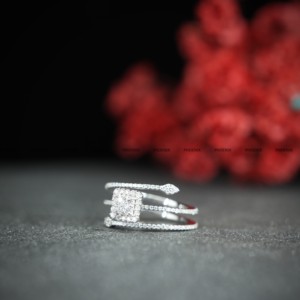 Anillo de Compromiso de Moissanita con Forma Elegante en Plata 925, Anillo de Boda con Diamante de Corte Brillante Redondo para Mujer de Phoenix Enterprise - Product Image 5