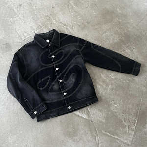 Customized Printed Solid 100% Cotton Winter Denim Jeans <b>Jacket</b> & Pants Sets for Men High Quality 2 in 1 Vintage Style - Product Image 5